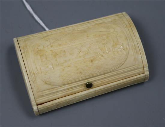 A carved ivory snuff box